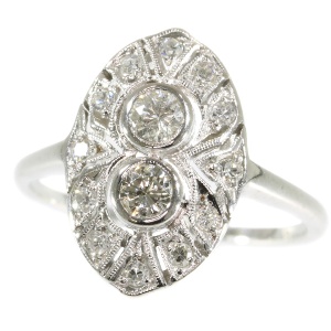 White gold Art Deco engagement ring with diamonds
